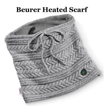 Beurer HK37 To-Go Heated Tube Scarf, Fashionable & Warmth on the Go, Soft Fleece Lining, 3 Temperature Settings (Container Product Without Box & Power Bank) - Imported from UK